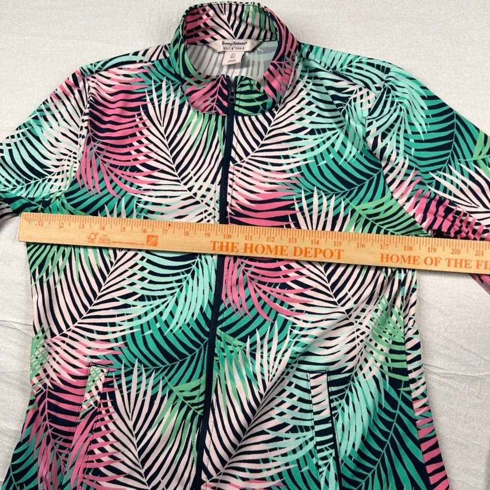 Tommy Bahama Jacket Golf & Tennis Womens L Palm Leaf Full Zip Pink Green Navy
